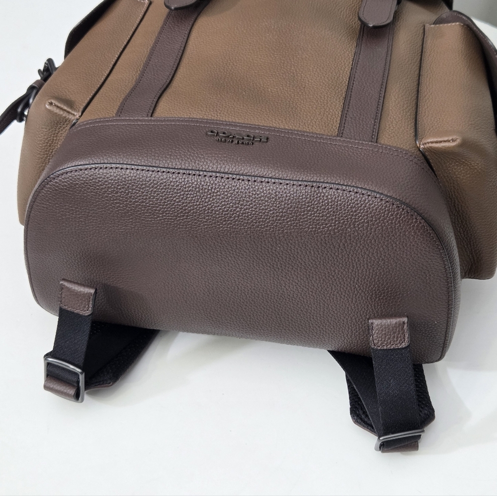 LIKE NEW COACH HUDSON BACKPACK BAG IN COLORBLOCK - GUNMETAL TOBACCO MAHOGANY - Picture 9 of 9